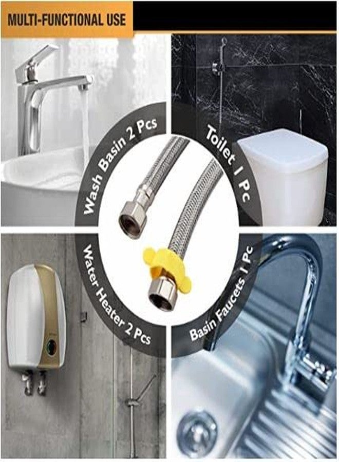 SPAZIO خرطوم توصيل من الفولاذ المقاوم للصدأ من Spazio بطول 24 بوصة، شديد التحمل، بلمسة نهائية من الكروم، مناسب لإكسسوارات الحمامات/إكسسوارات المراحيض (عبوة من قطعة واحدة) - Image 5